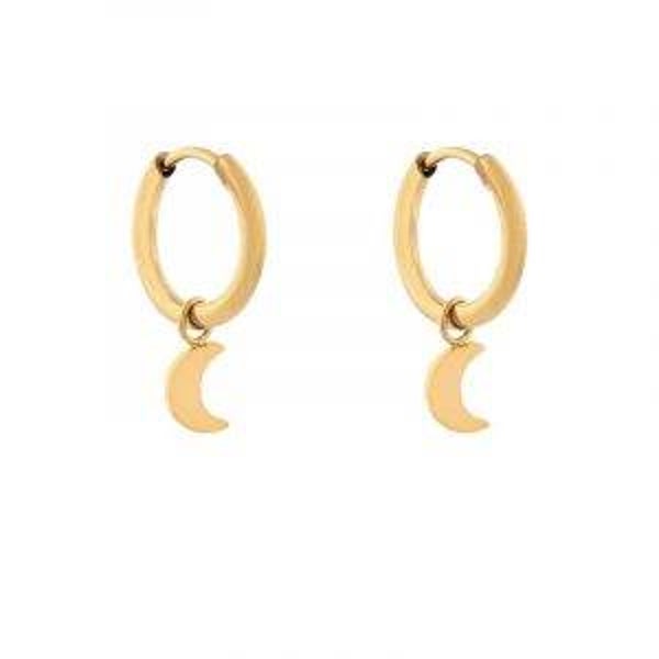 Mini oorringetjes met maan in goud en zilver