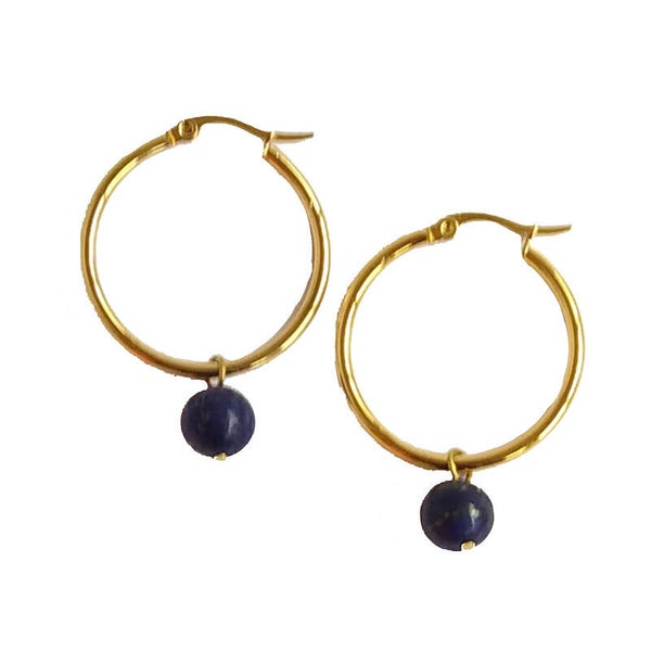 Creolen rvs Lapis Lazuli goud
