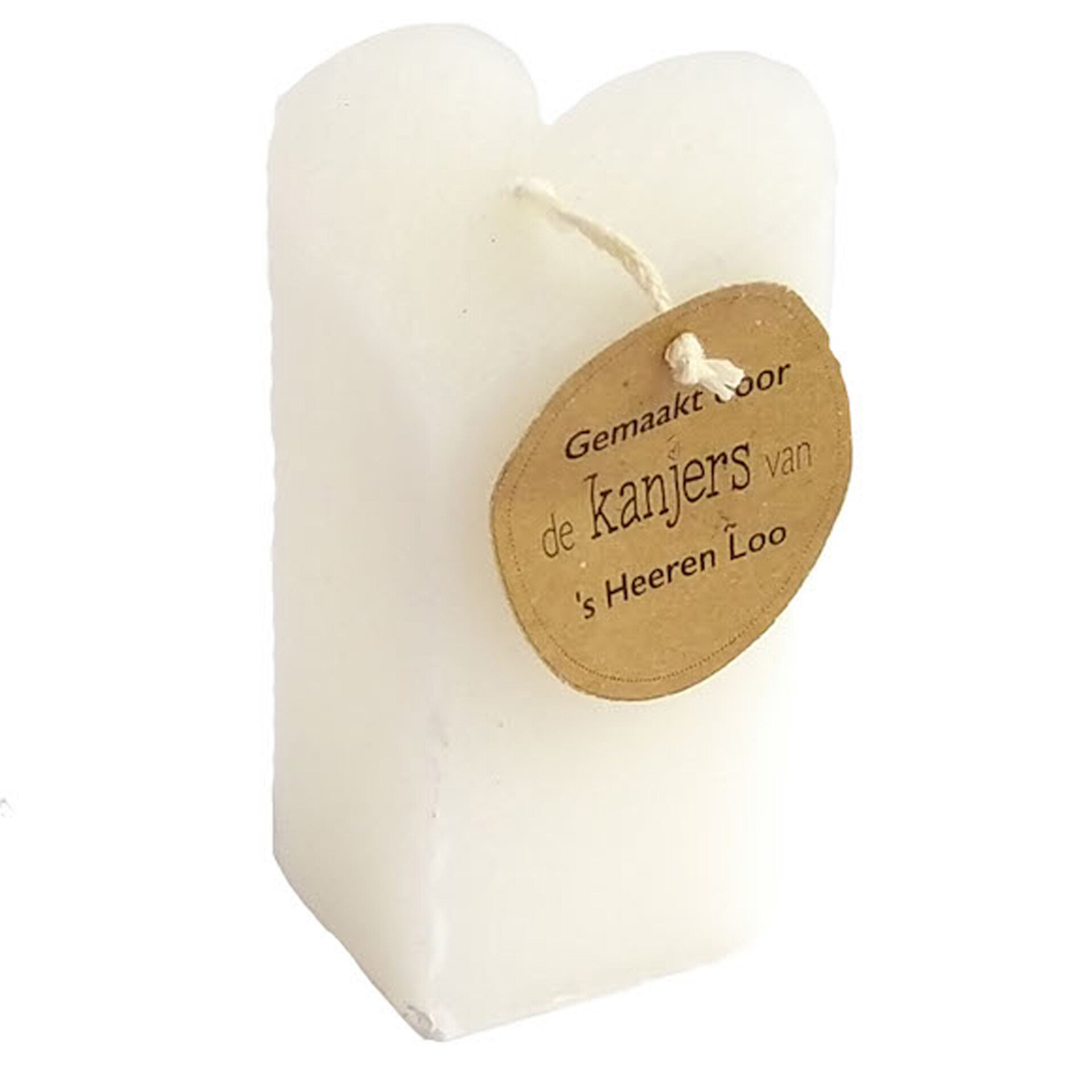 Kaars staand hart wit M