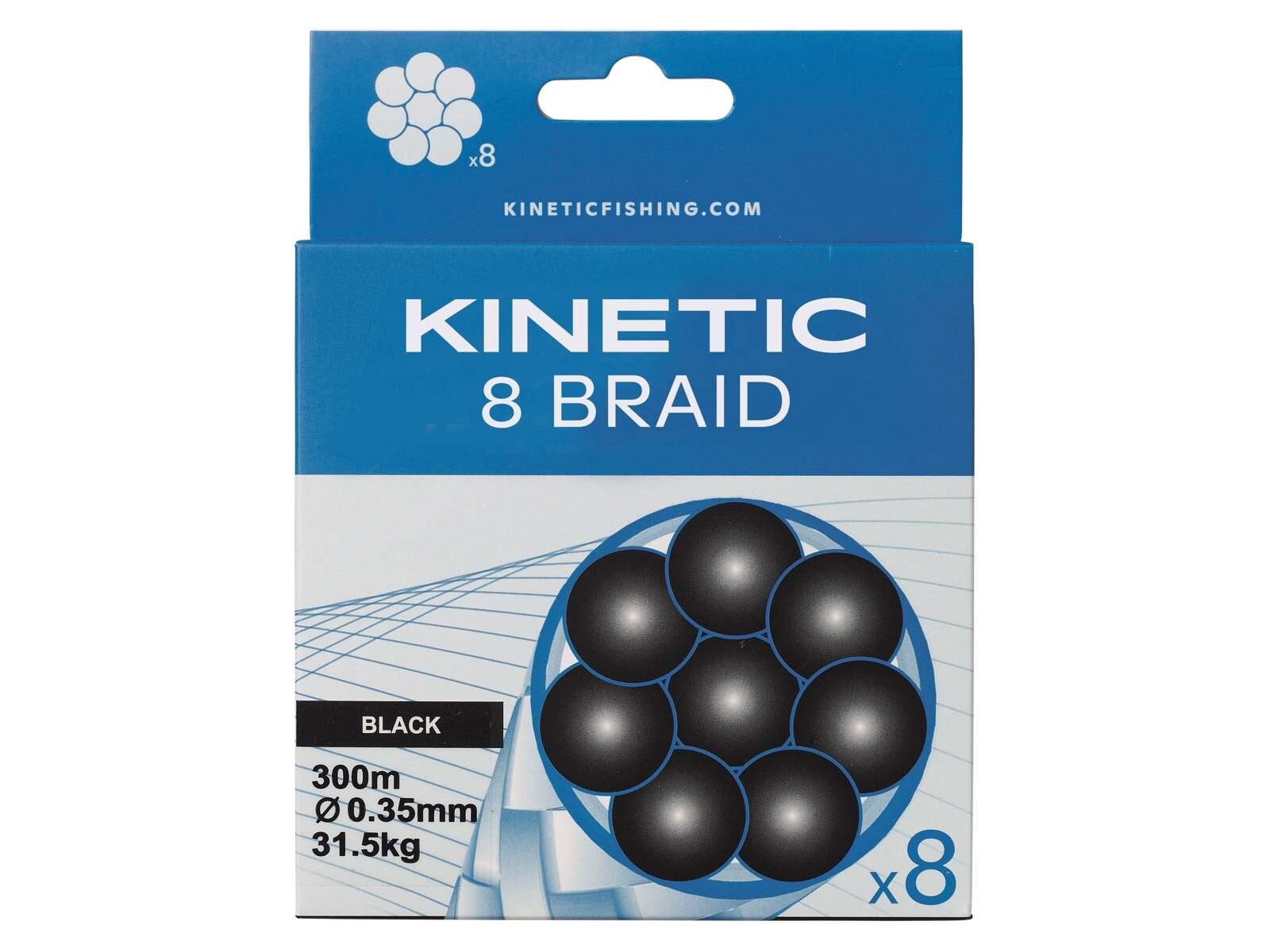 Kinetic 8-Braid 300 M zwart gevlochten lijn