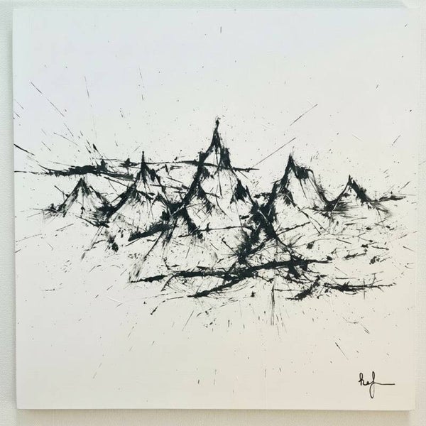 Grand tableau original - « Swiss Alps » Noir & blanc 160160