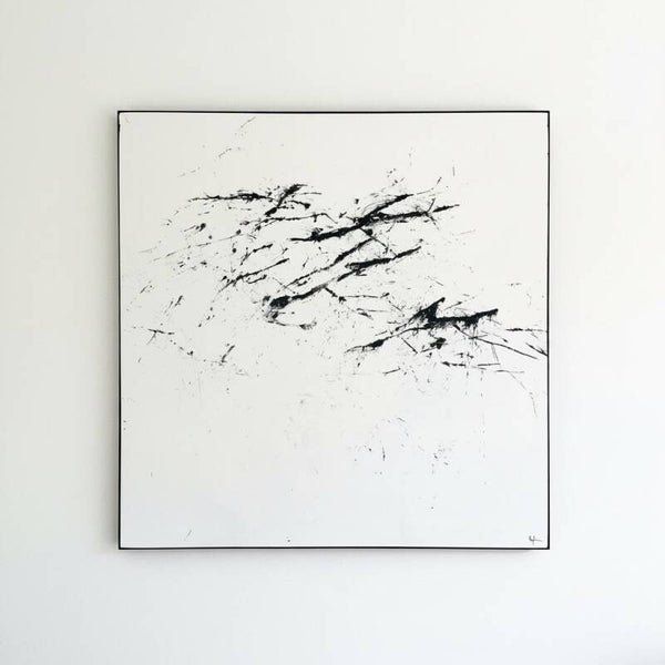 Tableau abstrait original – Noir & blanc – 160/160cm