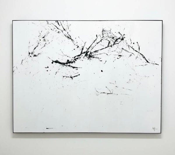 Grand tableau abstrait original - 195 x 160 cm Noir & blanc