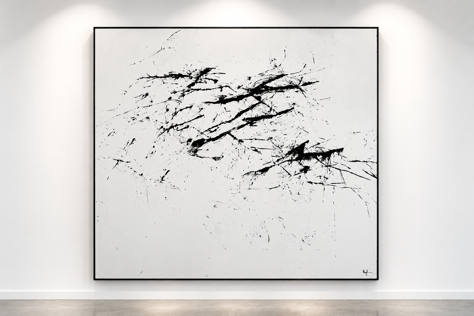 Tableau abstrait original – Noir & blanc – 160/160cm