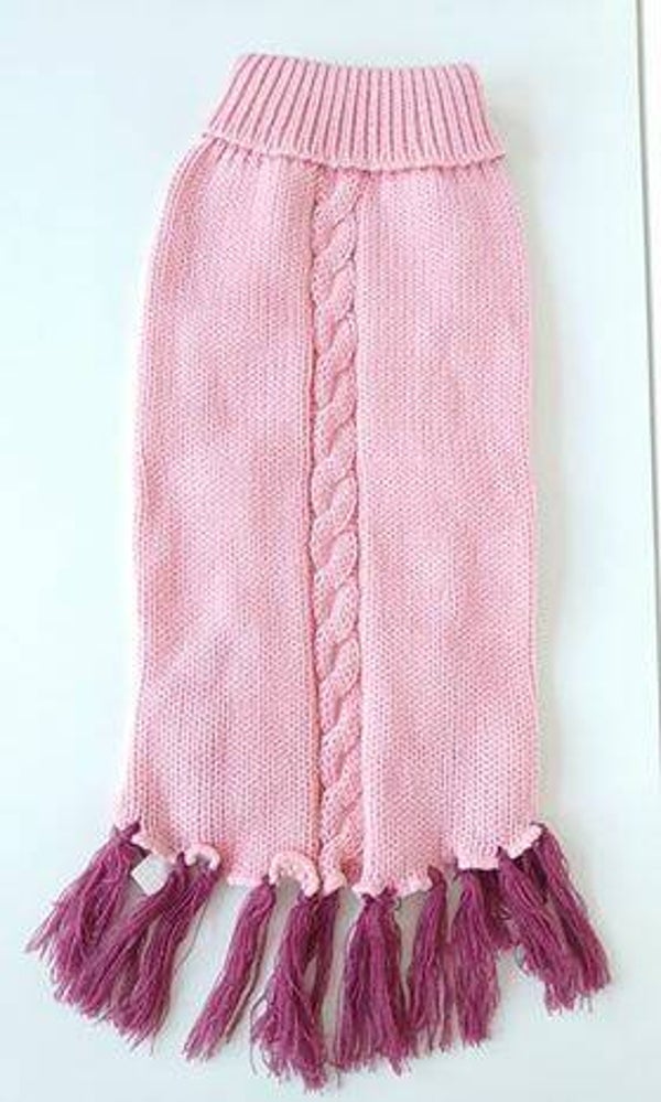 Pull gebreid poncho roze/paars 36cm