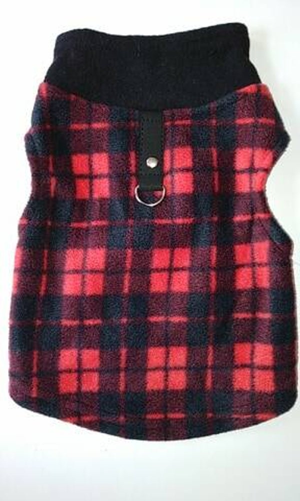 Fleece + attache rood geruit 21cm