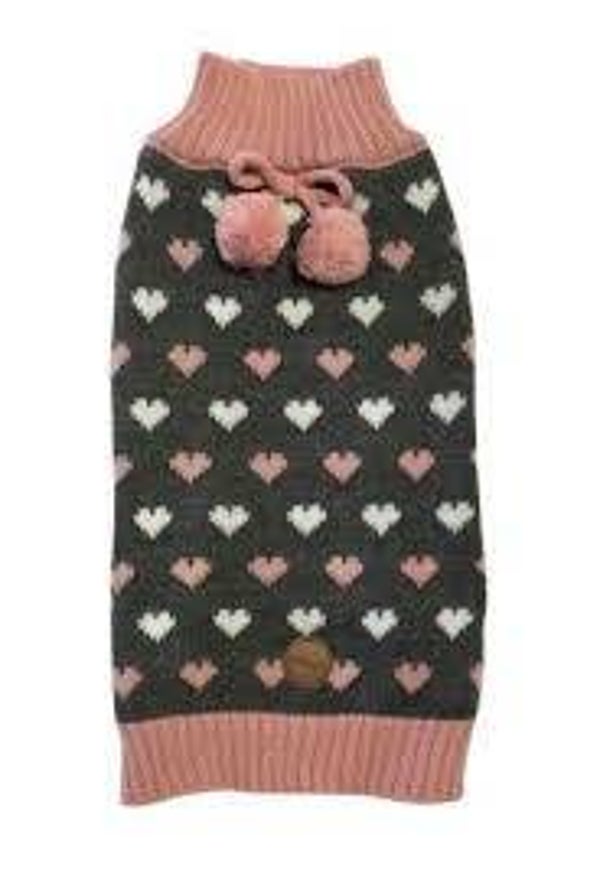 Pull gebreid J&V roze/grijs hartjes 39cm