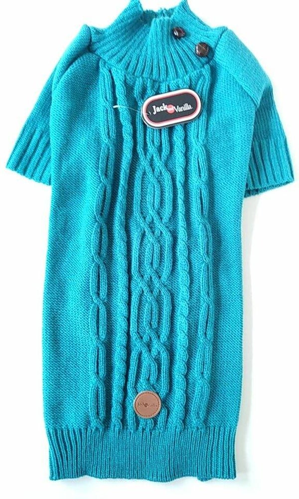 Pull gebreid J&V kabel Turquoise 32cm