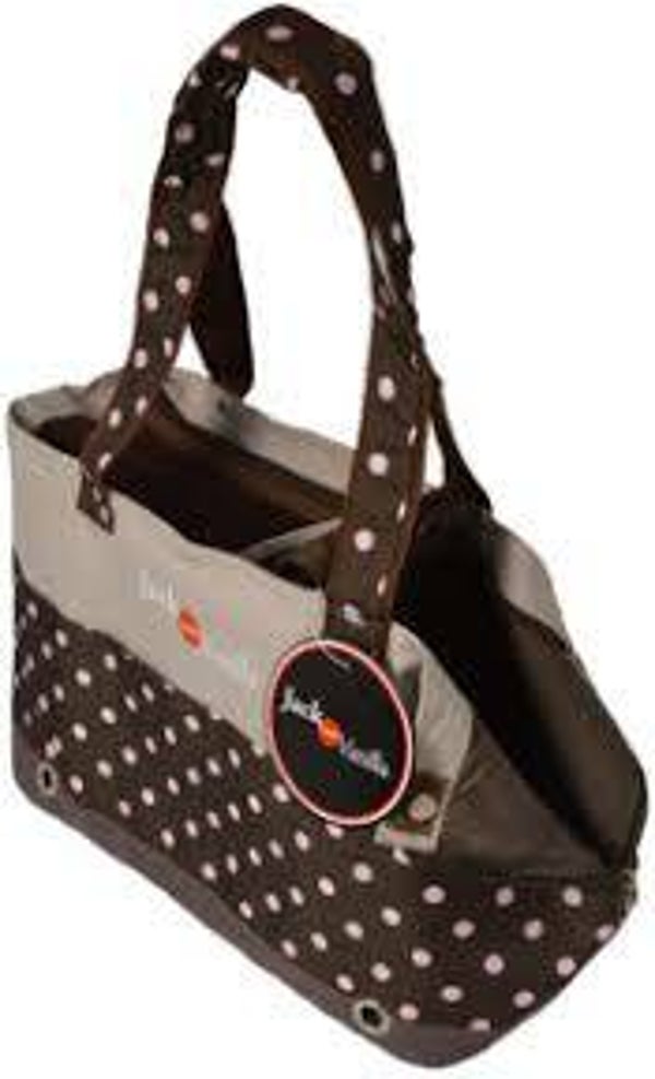 J&V Reistas schouder bruin + roze bollen