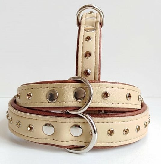 LEDER COLLAR strass crystals amber