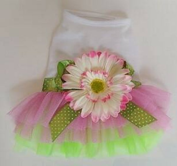 Kleedje big flower wit-roos-groen S