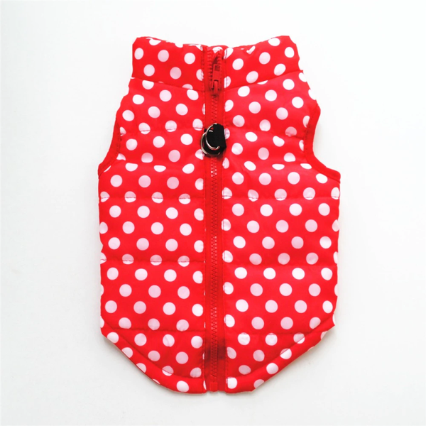 Bodywarmer harnas rood + witte bollen