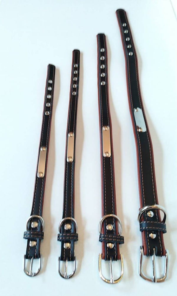 Collar + graveerplaatje zwart/bruin