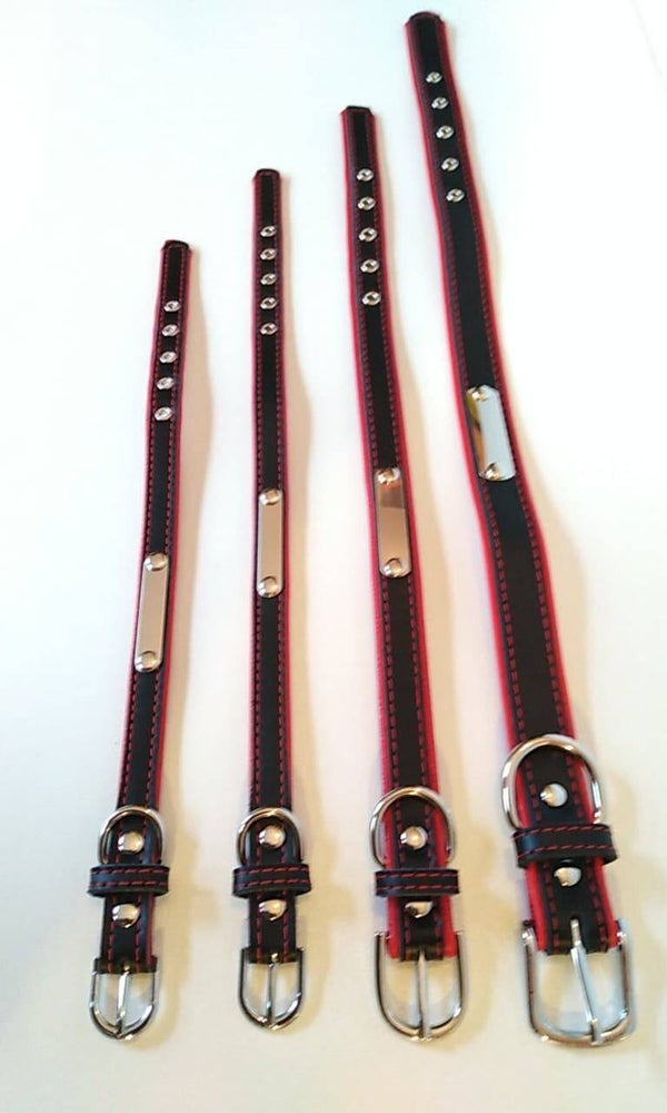 Collar + graveerplaatje zwart/rood