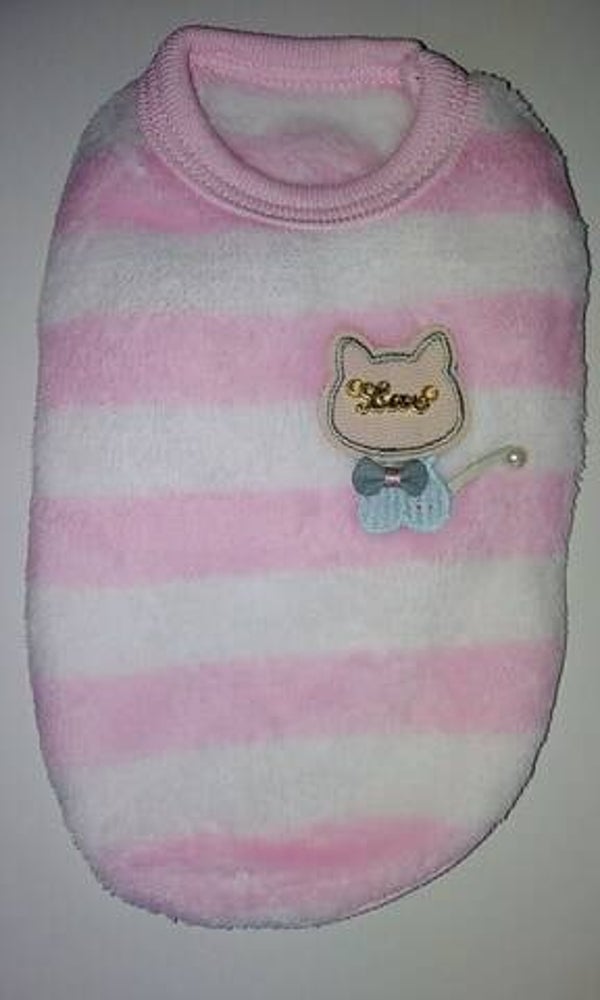 Fleece roze/wit love cats 17cm
