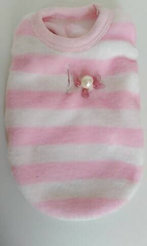 Fleece mini roos/wit 21cm