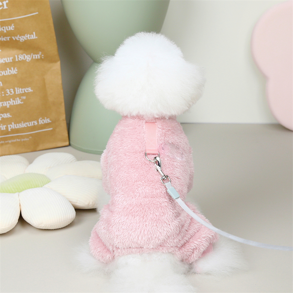 Fleece pj fluffy beige + attache leiband