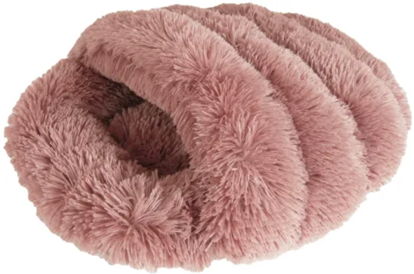 Fluffy mandje/slaapzak in pantoffel-design, old pink, 50cm x 46cm