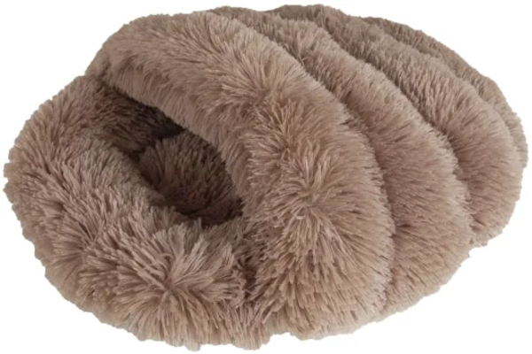 Fluffy mandje/slaapzak in pantoffel-design, beige, 50cm x 46cm