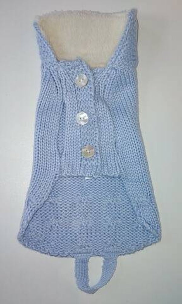Pull gebreid babyblauw + bontkraag 24cm