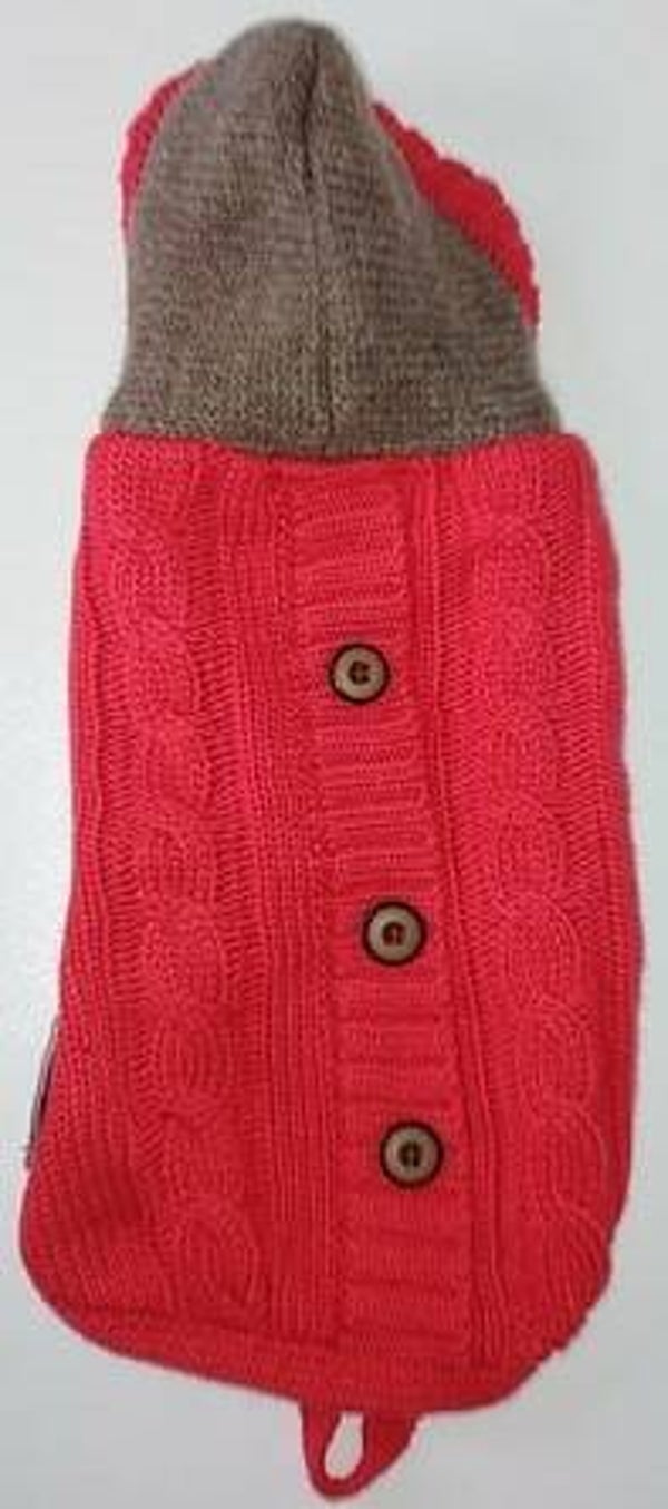 pull hoody gebreid + fleece binnenin rood/bruin 24cm