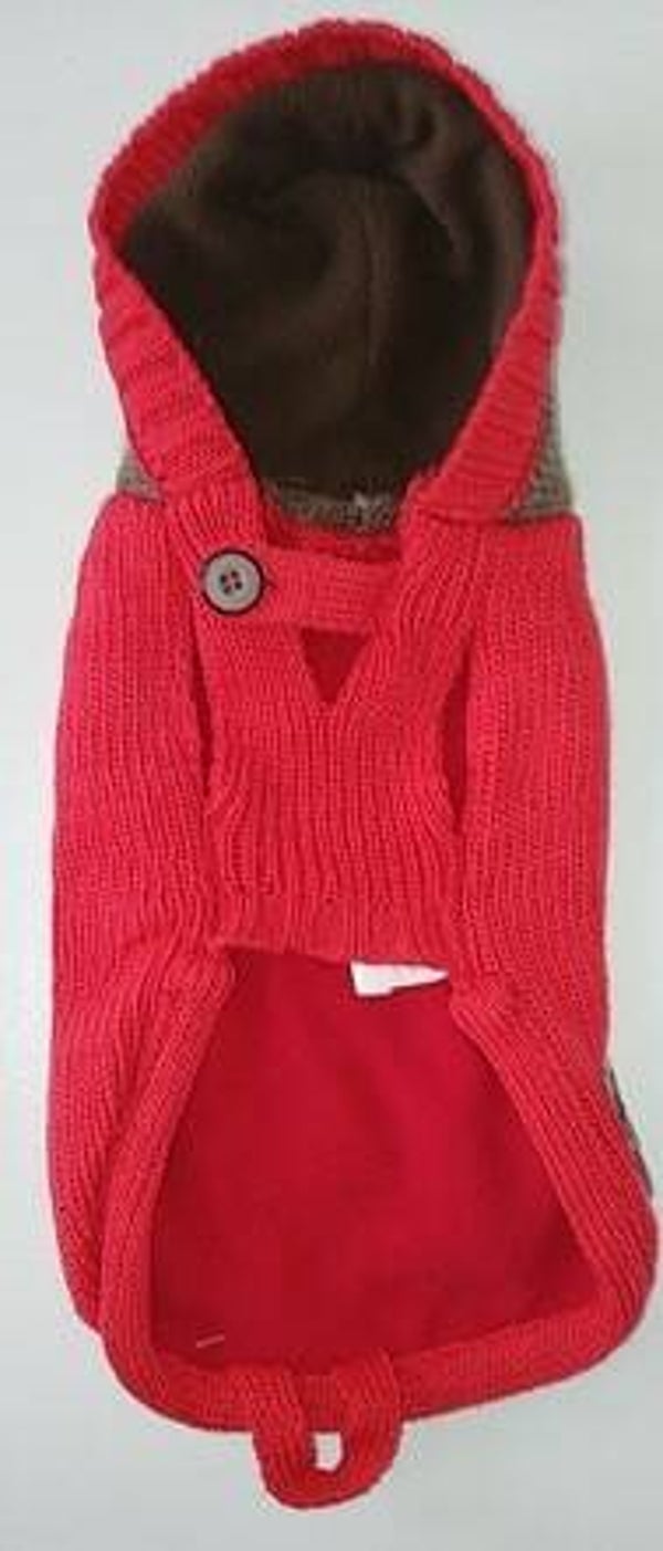 pull hoody gebreid + fleece rood 27cm