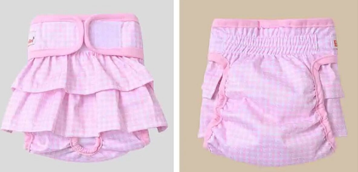 Loopsheid-/incontinentie-broekje voor teefjes rokje roos carot