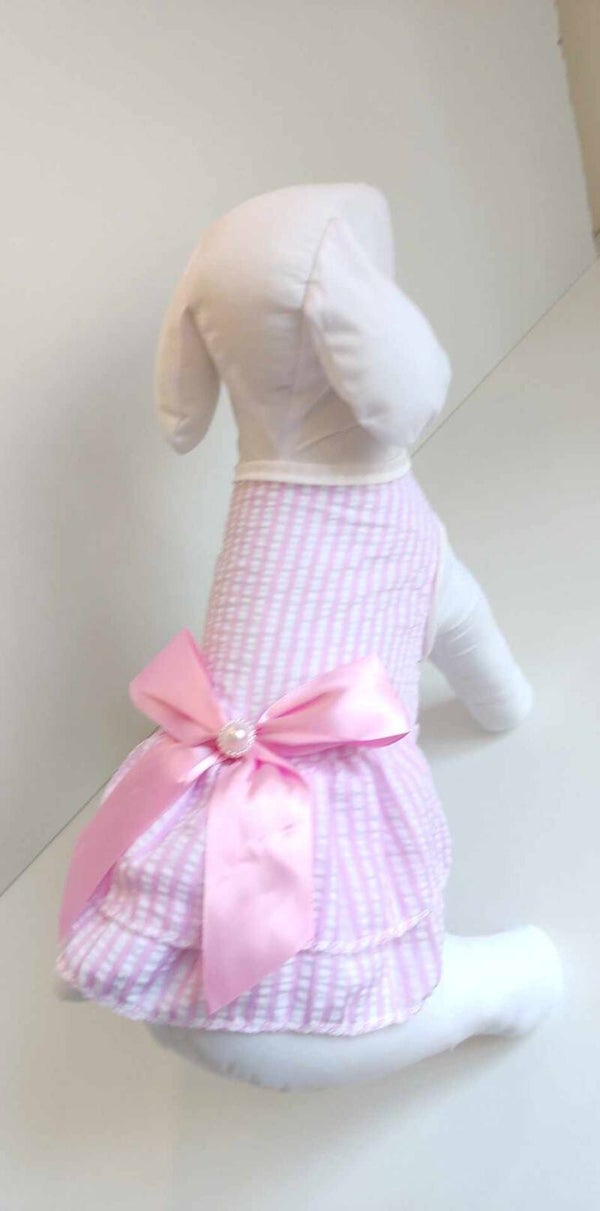 Kleedje roos/wit gestreept