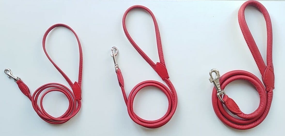 Leiband rond Leder rood 130cm/ Laisse ronde Cuir rouge