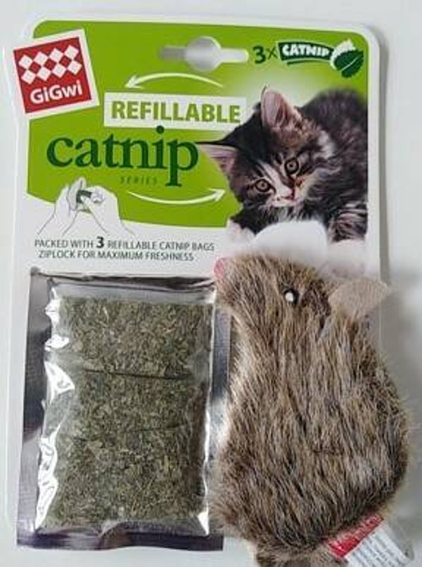 Pluche muis hervulbare catnip