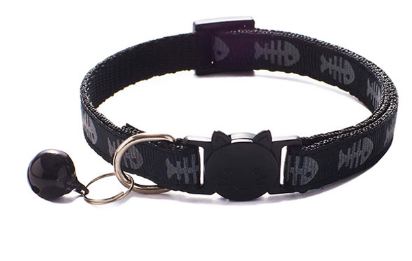 Halsband Kat reflect fish zwart