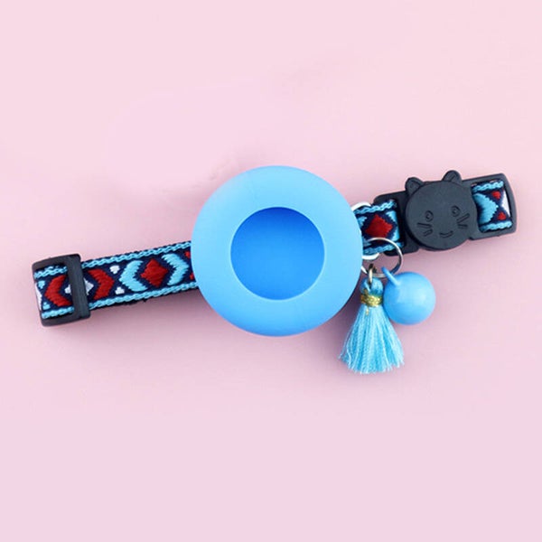 Halsband kat + houder voor Apple air-tag blauw