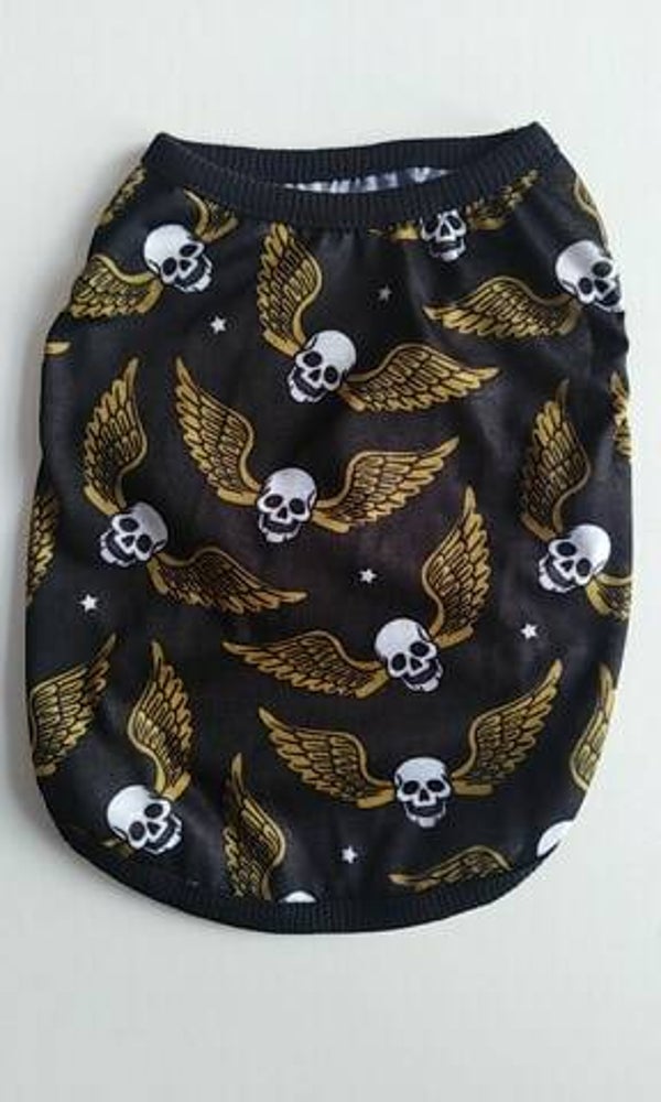 Skull wings zwart/goud 21cm