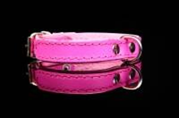 Leder Collar basic roze/roos