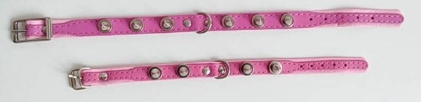 LEDER COLLAR heavy spikes roze