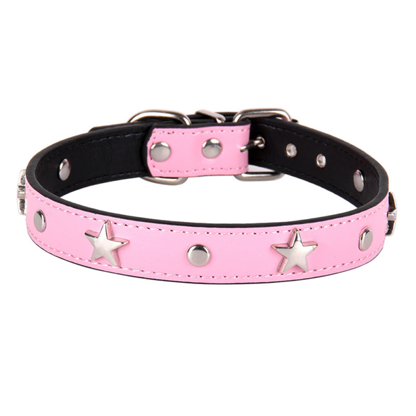 Artificieel leder collar stars roos