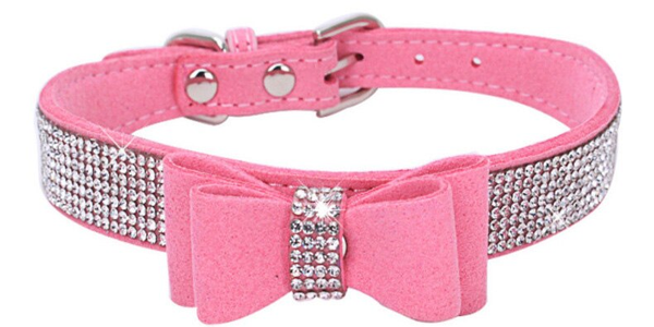 Strass Extreme strik-collar Roze