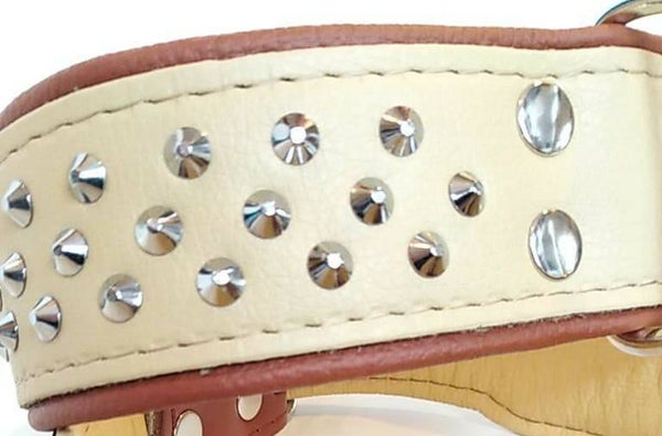 LEDER COLLAR studs latté - caramel