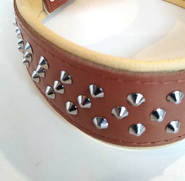 LEDER COLLAR studs caramel - latte