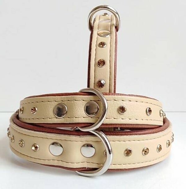 LEDER COLLAR strass crystals amber