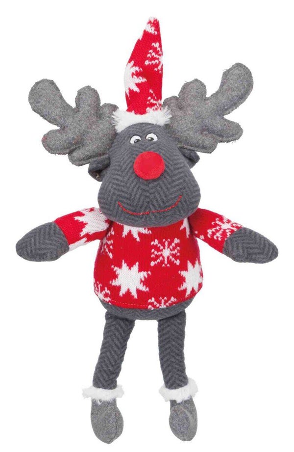 Kerst Pluche Rendier + kerstmuts 42cm