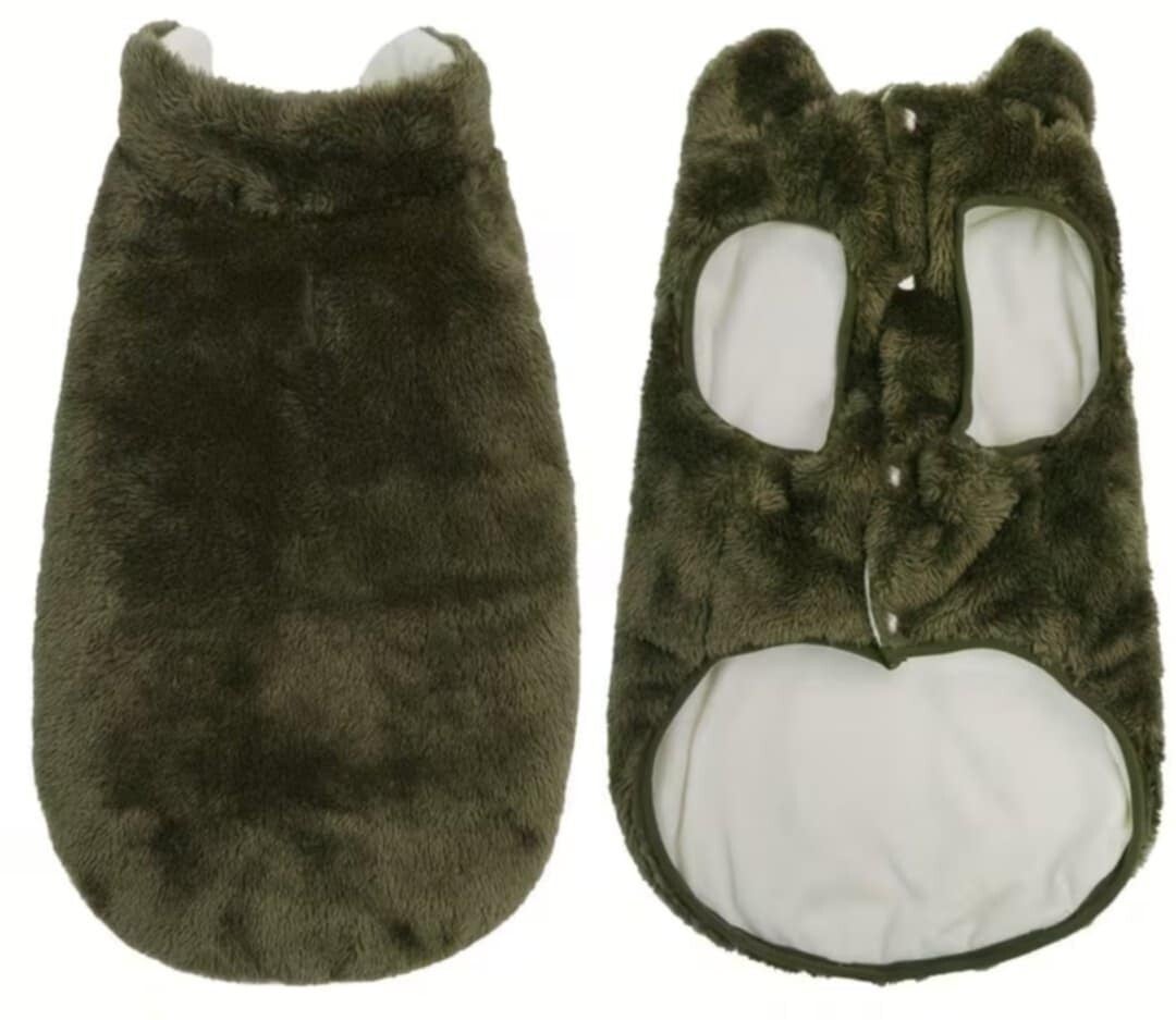 Dikke pluche mantel donker groen