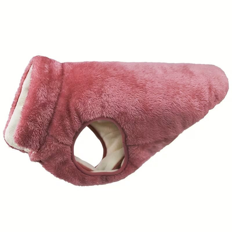 Dikke pluche mantel oud roze