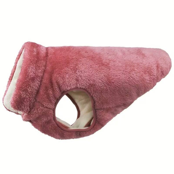 Dikke pluche mantel oud roze