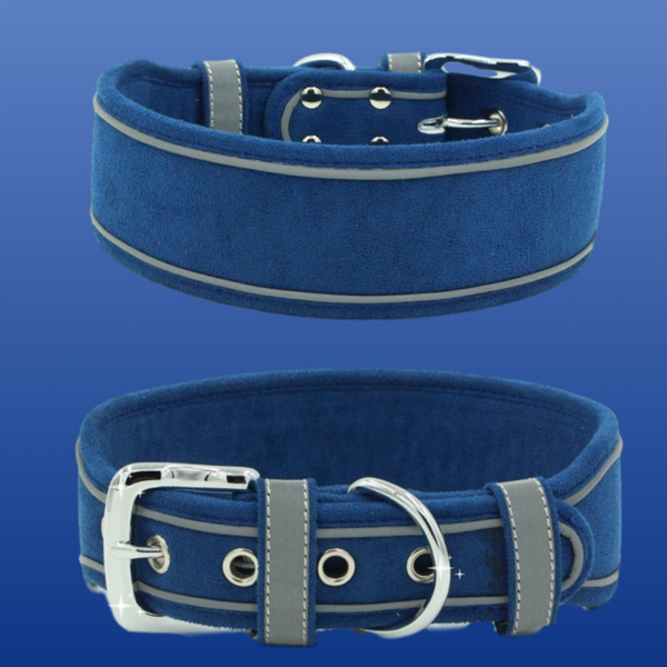 Velvet Reflective Collar XL Petrol Blue