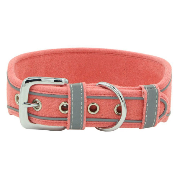 Velvet Reflective Collar XL Zalm Rose