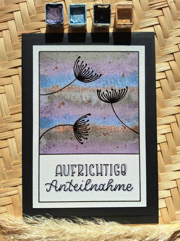 Aufrichtige Anteilnahme - Trauerkarte schwarz