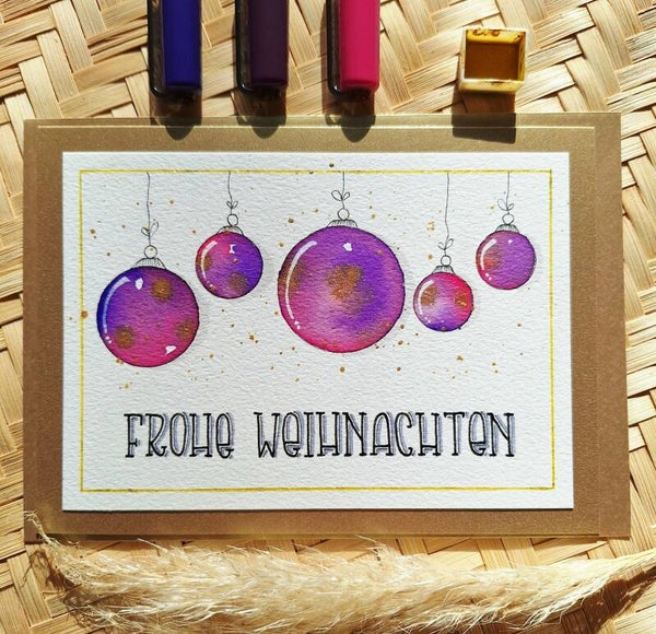 Frohe Weihnachten - Kugeln violett