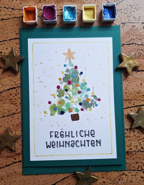 Fröhliche Weihnachten - Glitzerbaum dunkelgrün