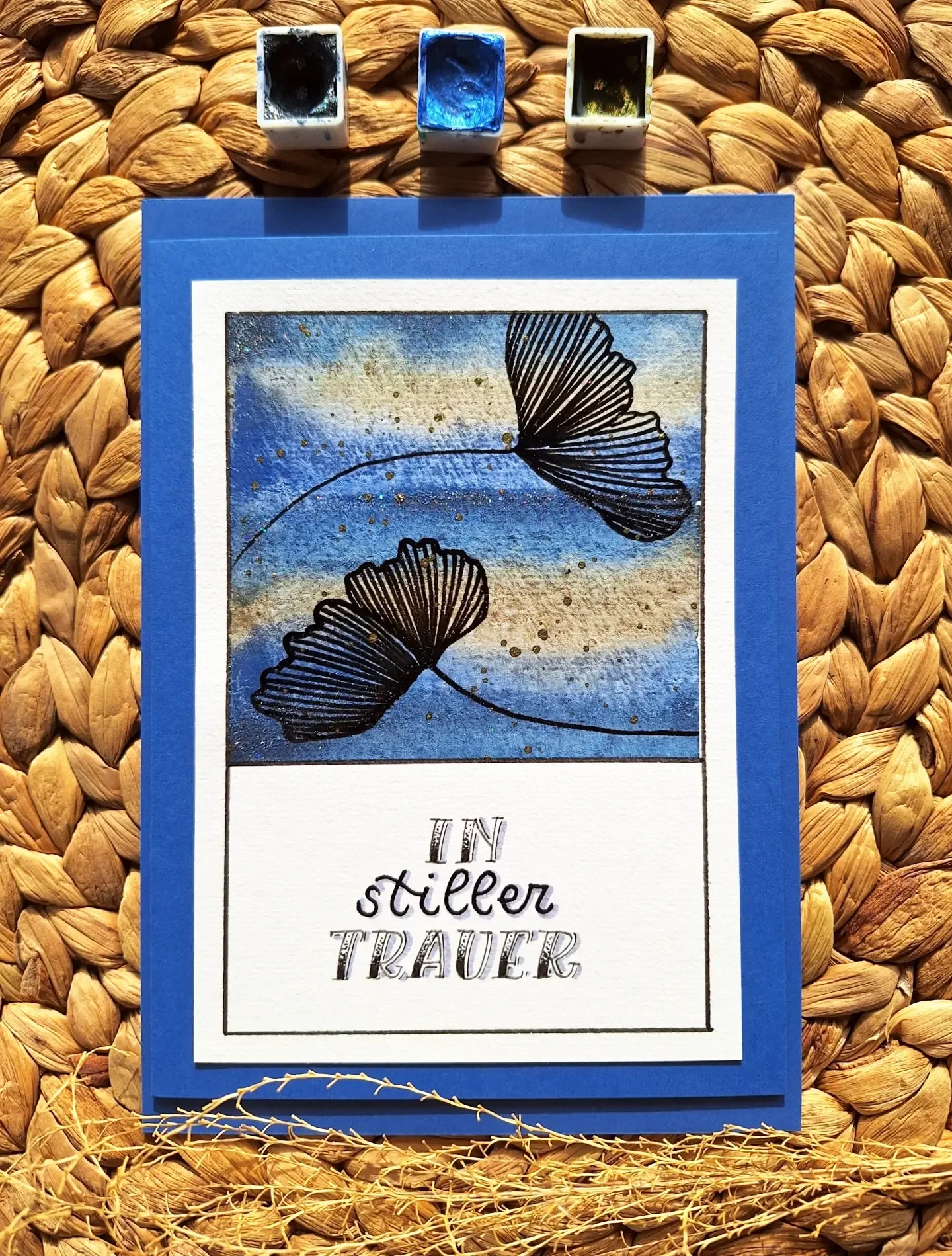 Trauerkarte "In stiller Trauer" - blau